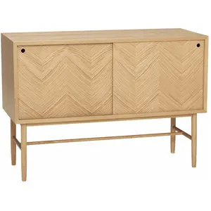 Comparateur de prix : Petite commode avec 2 portes coulissantes en chêne naturel - Hübsch