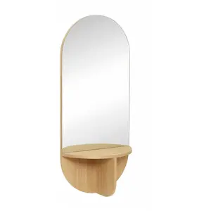 Miroir mural avec étagère en chêne - Hübsch pas cher