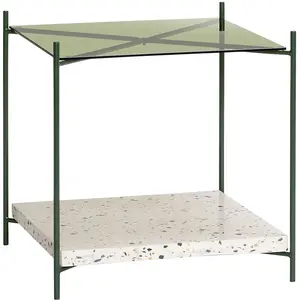 Comparateur de prix : Hubsch Table d'appoint terrazzo / en verre - naturel / vert