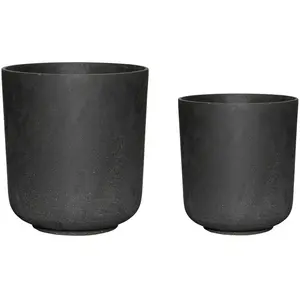 Hubsch Pots de fleurs noirs - lot de 2 pièces