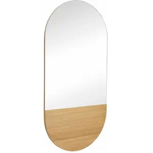 Comparateur de prix : Miroir mural Crescent Ovale en mdf, verre et placage de chêne Hubsch