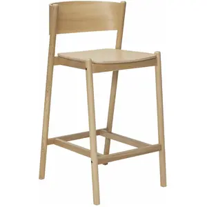 Chaise de bar en chêne naturel 75 cm Oblique - Hübsch