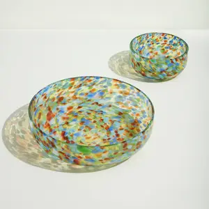 Comparateur de prix : Hubsch HÜBSCH Coupe Confetti, set de 2, verre, Ø 15 & 26 cm