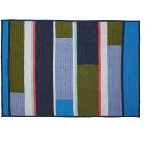 Comparateur de prix : Hübsch - Plaid en coton bio Bleu 140x200