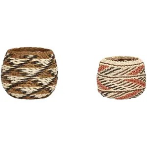 Comparateur de prix : Hübsch Set de 2 Panier en rond marron noir et orange