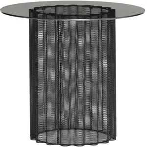 Table d'appoint Ida noir (métal perforé + verre) - Hübsch