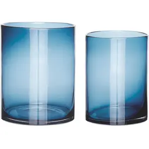 2 vases en verre teinté bleu - Hübsch pas cher