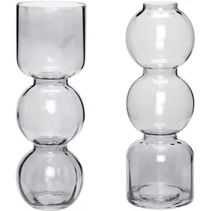 Comparateur de prix : Hübsch Set de 2 Vase en verre fumé H35