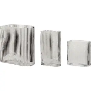 Hübsch Set de 3 Vases en verre transparent pas cher