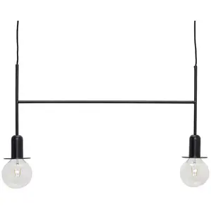 Hubsch Suspension en métal noir avec deux sources de lumière