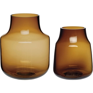 Hübsch Set de 2 Vase en verre marron
