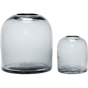 Lot de 2 vases Hubsch Interior Dome - gris fumé - 12x13/20x21 cm