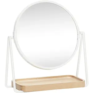 Hübsch Miroir de table en verre et fer blanc et naturel pas cher