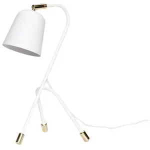 Hubsch Lampe de table en métal blanc avec détail en laiton pas cher