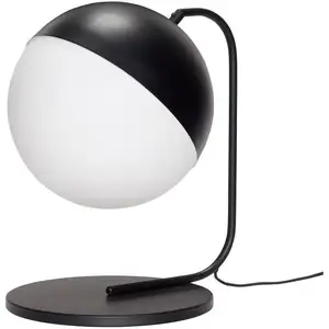 Hubsch Lampe de table en métal noir avec verre blanc pas cher