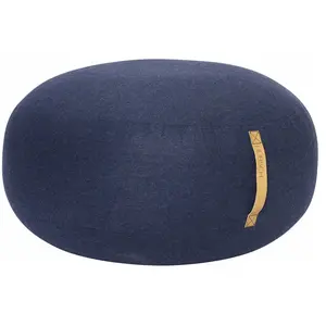 Comparateur de prix : Pouf Hubsch Interior Mochi - Cuir et Laine - Bleu - ø70xh35cm