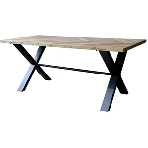 CHEMIN DE CAMPAGNE Table à manger en bois marron et fer forgé noir 200 x 90 x 77 cm