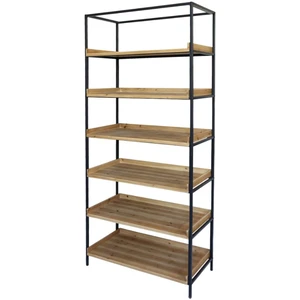CHEMIN DE CAMPAGNE Etagère 6 étages en bois marron et fer noir antique 97 x 50.5 x 213 cm
