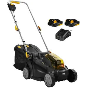 Comparateur de prix : Tondeuse gazon 2 batteries 20V 2Ah lame 33cm bac 35l TEXAS LMX2033