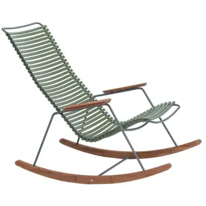 Chaise berçante en métal et plastique vert olive CLICK - Houe pas cher