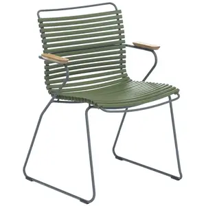 Chaise en métal et plastique vert olive avec accoudoirs CLICK - Houe pas cher