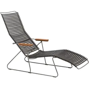 Chaise longue en métal et plastique et plastique noir CLICK - Houe pas cher
