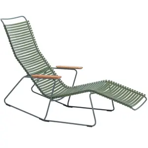 Chaise lounge modulable en métal et plastique vert olive CLICK - Houe pas cher