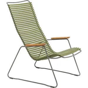 Chaise lounge en métal et plastique vert olive CLICK - Houe pas cher