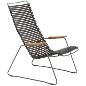 Chaise lounge en métal et plastique noir CLICK - Houe pas cher