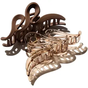 Hairlust - Large Claw Hair Clips, Wave, Café/Clear Barrettes et pinces...Vendu parnocibe