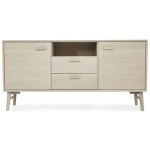 Furnhouse Buffet Porto avec 2 portes et 2 tiroirs - Chêne massif et MDF - Naturel pas cher