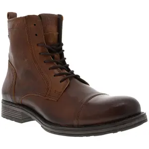 Comparateur de prix : Jack & Jones Jfw Russel Leather - Boots homme cuir cognac à lacets
