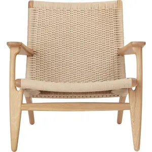 CARL HANSEN & SON - Fauteuil lounge Wegner - Bois naturel - Corde en p...
