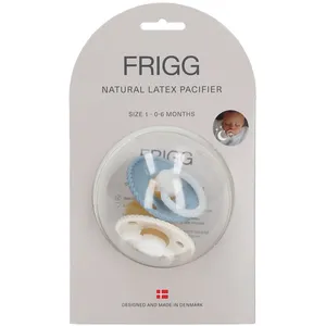 Comparateur de prix : Frigg Lot de 2 sucettes en latex phosporescente Rope Blue-Cream (0-6 mois)