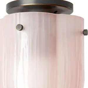 GUBI plafonnier Seine, laiton antique, verre rose corail