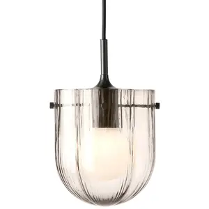 GUBI Suspension Seine, laiton antique, verre gris fumé