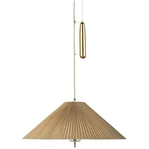 GUBI Suspension A1972, laiton, abat-jour en bambou, ajustable