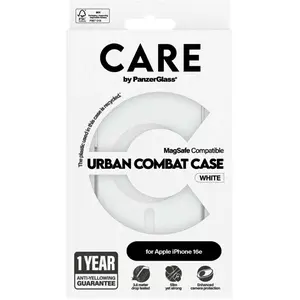 Comparateur de prix : PanzerGlass CARE by - Coque de protection pour téléphone portable - vaisseau amiral - compatibilité avec MagSafe - plastique - blanc, transparent - pour Apple