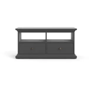 EBUY24 Venedig Meuble TV 2 tiroirs et 2 espaces de rangement, gris mat. pas cher