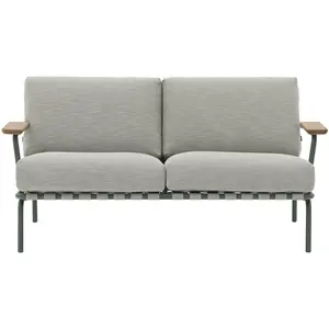 Canapé d'extérieur en acier et tissu vert-gris 73x152,5cm Settle - Muu...