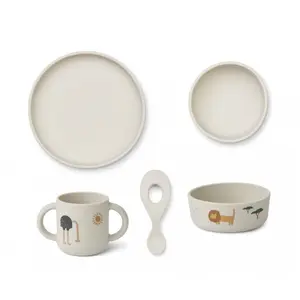 Liewood Coffret repas en silicone Vivi Safari sandy mix (4 pièces)Vendu parberceau-magique