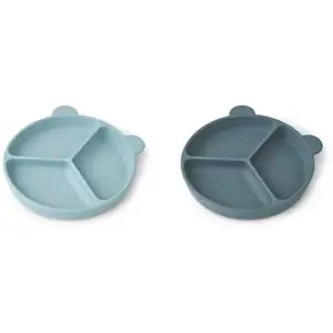 LIEWOOD Stacy Assiette menu à ventouse pack de 2 sea blue/ whale blueVendu parvertbaudet