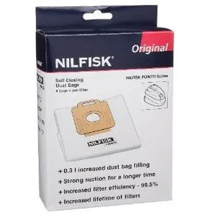 Lot De 4 Sacs à Poussière Pour Aspirateurs Nilfisk One/Compact/Neo/Go/Coupe, Force 60/66 - Filtration 4 Couches, Scellage Automatique