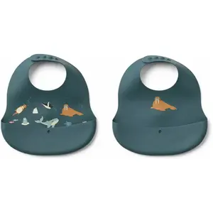 Liewood Lot de 2 bavoirs en silicone Ember Arctic Sea pas cher