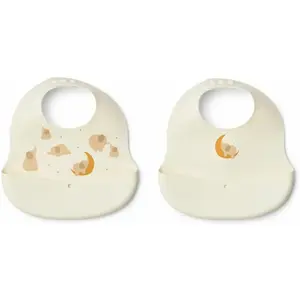 Liewood Lot de 2 bavoirs en silicone Ember Elephant Crème de la crème pas cher