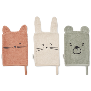 Liewood Lot de 3 gants de toilette Sylvester Dove Blue MixVendu parberceau-magique