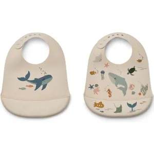 Liewood Lot de 2 bavoirs Tilda Sea Creature Sandy pas cher