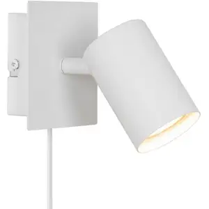 Comparateur de prix : Applique murale orientable en métal blanc avec interrupteur à câble