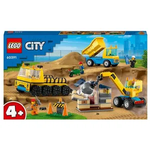 LEGO City Les camions de chantier et la grue à boule de démolition 60391 pas cher