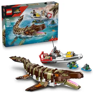 Comparateur de prix : LEGO Jurassic World Le bateau en mission et le mosasaure en briques 7...